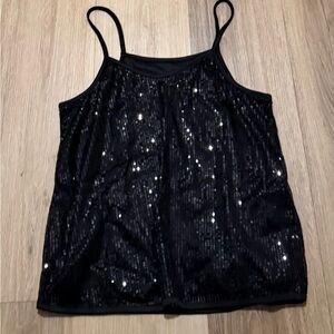 SHEIN Black Sequin Spaghetti Strap Cami Top size Small